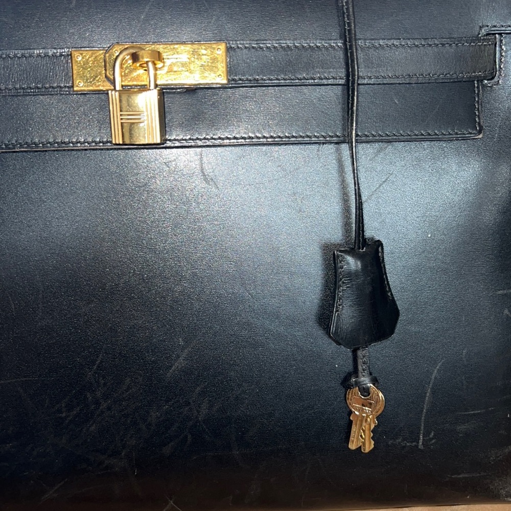 Hermes Kelly Sellier 35 in Black Box leather - Picture 5 of 16